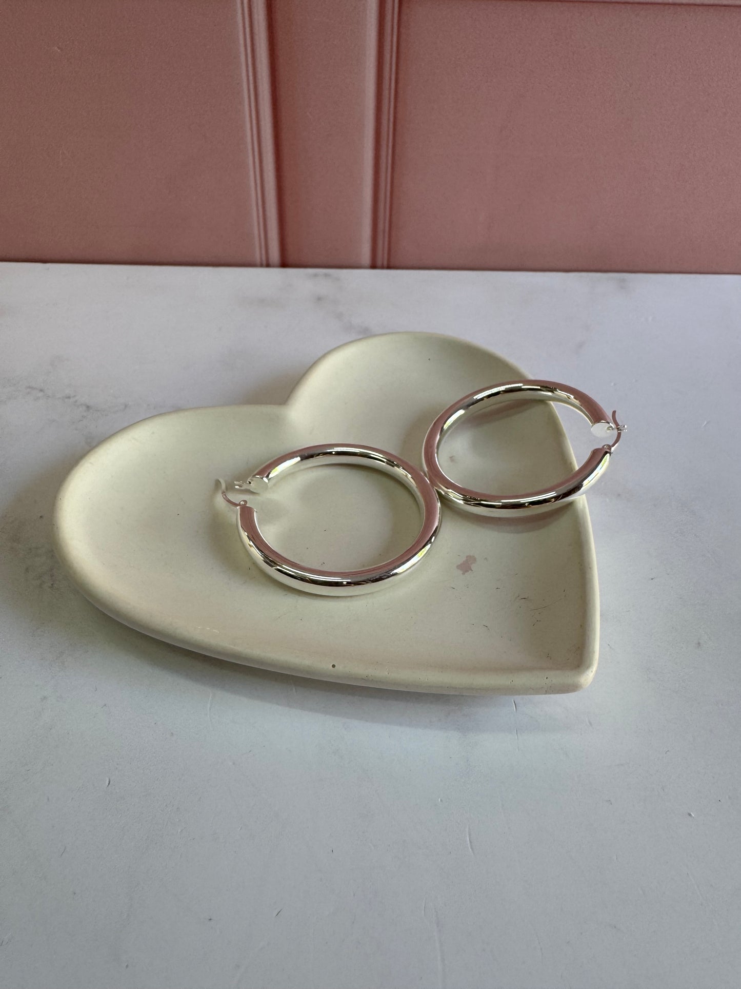 Arracadas Lisas de Plata 925 - 5mm x 5cm | Romina Joyería