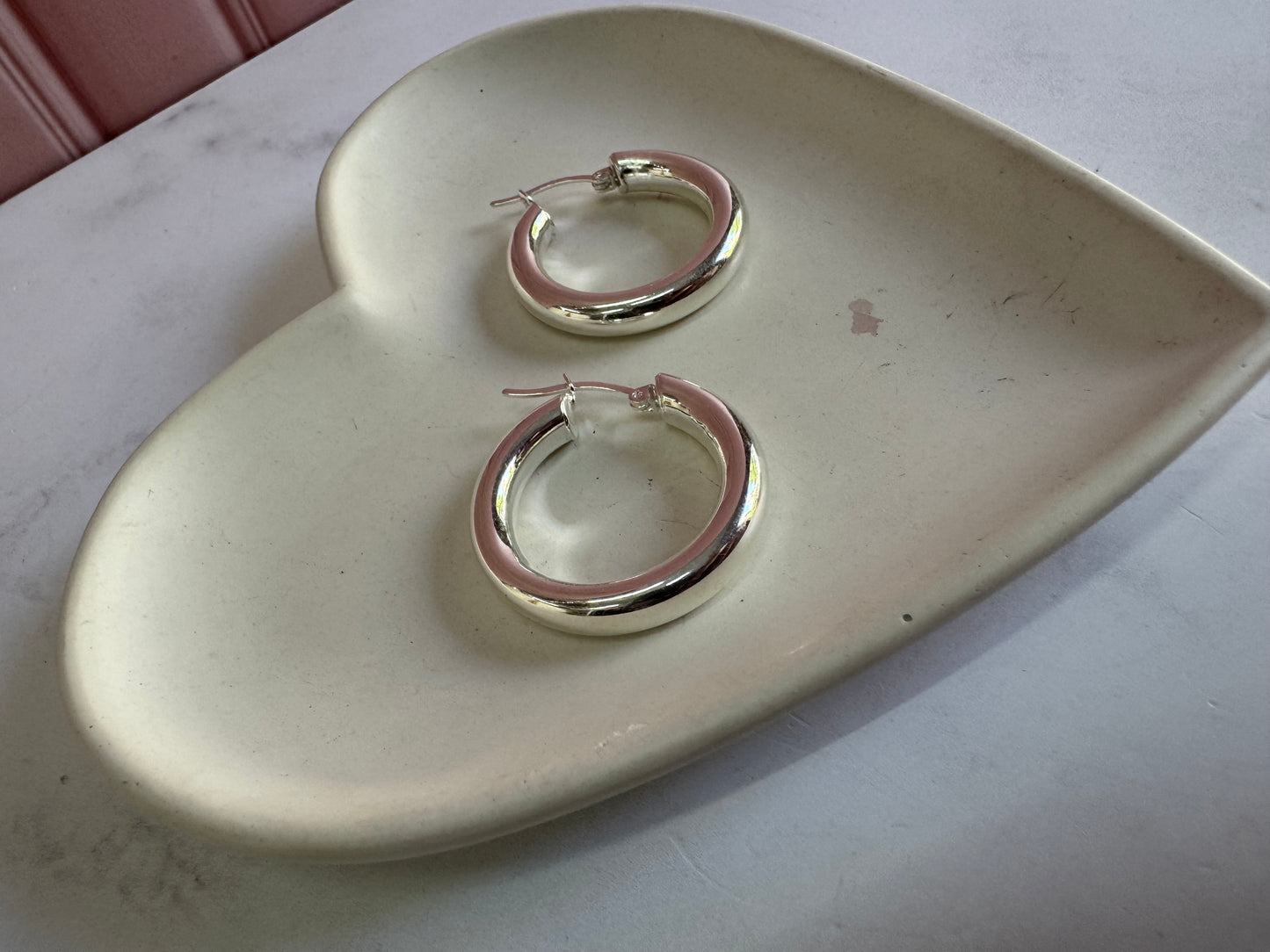 Arracadas Lisas de Plata 925 - 5mm x 4.5cm | Romina Joyería