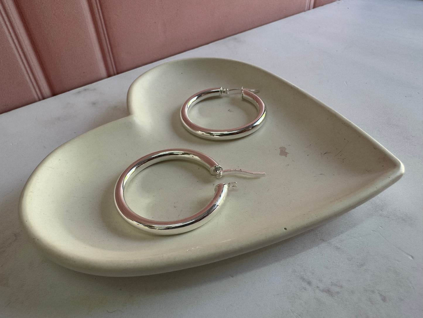 Arracadas Lisas de Plata 925 - 3mm x 3.8cm | Romina Joyería