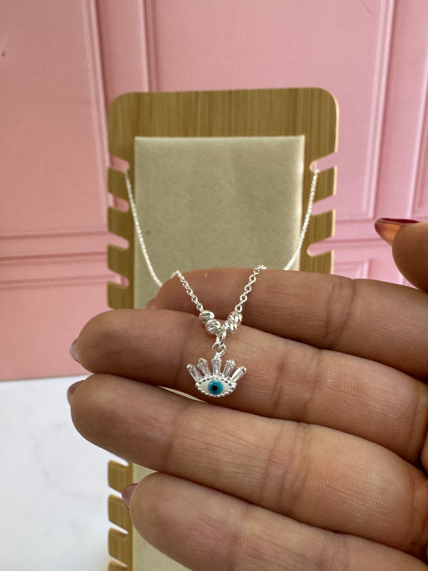 Collar Ojito Zirconia de Plata 925 - Protección y Buena Energía | Romina Joyería