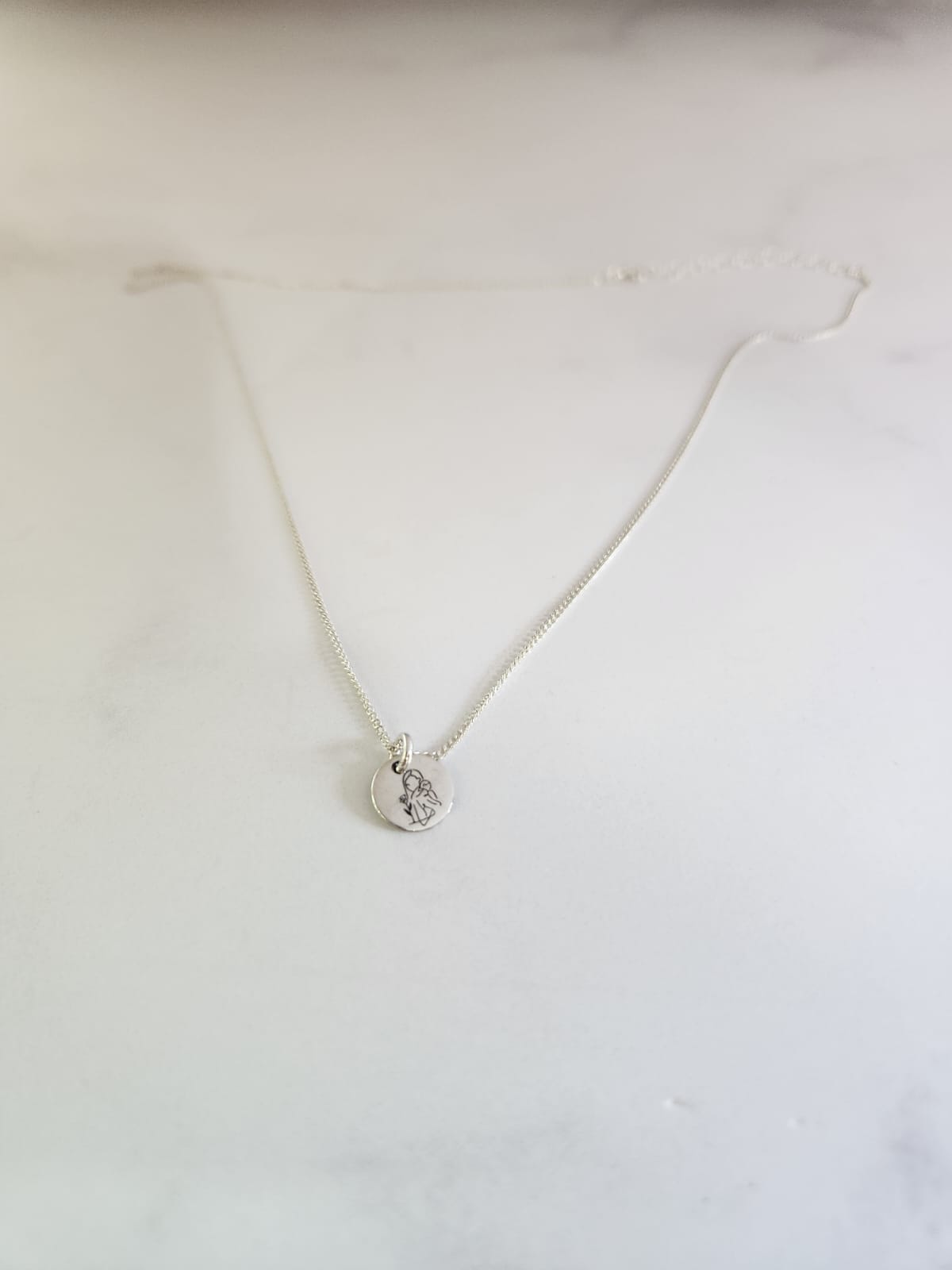 Set Plaquita Personalizada 1cm + Cadena Plata .925 con Grabado