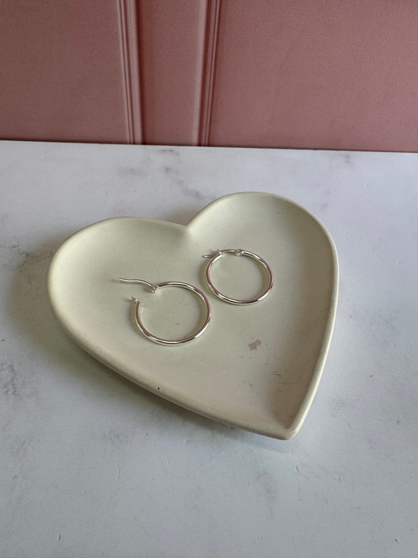 Aretes Aros Lisos 2.5x3 Plata .925 - 3cm Diámetro