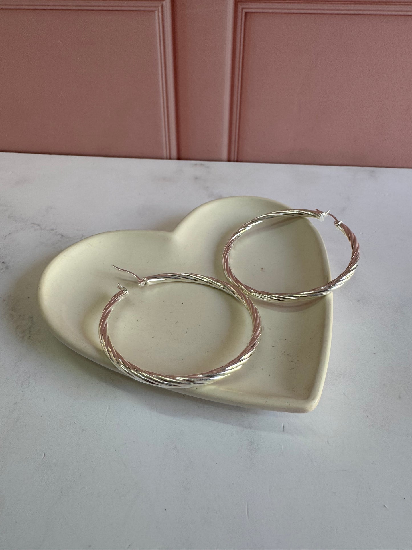 Arracadas Rayadas de Plata 925 - 4mm x 5.5cm | Romina Joyería