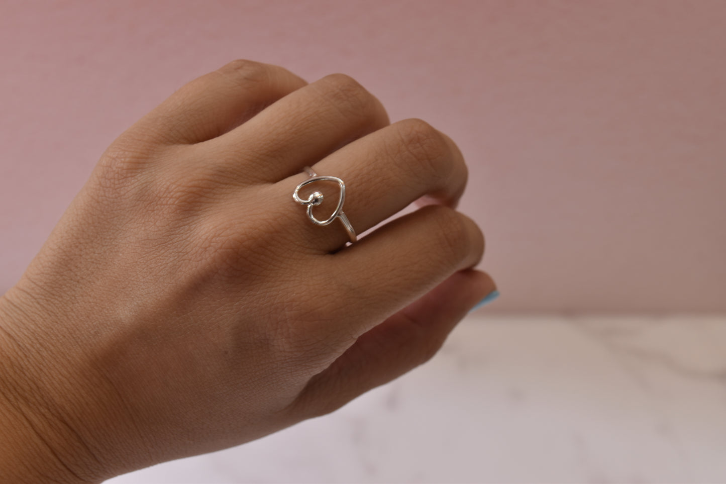 Anillo Corazón con Bolita Plata .925