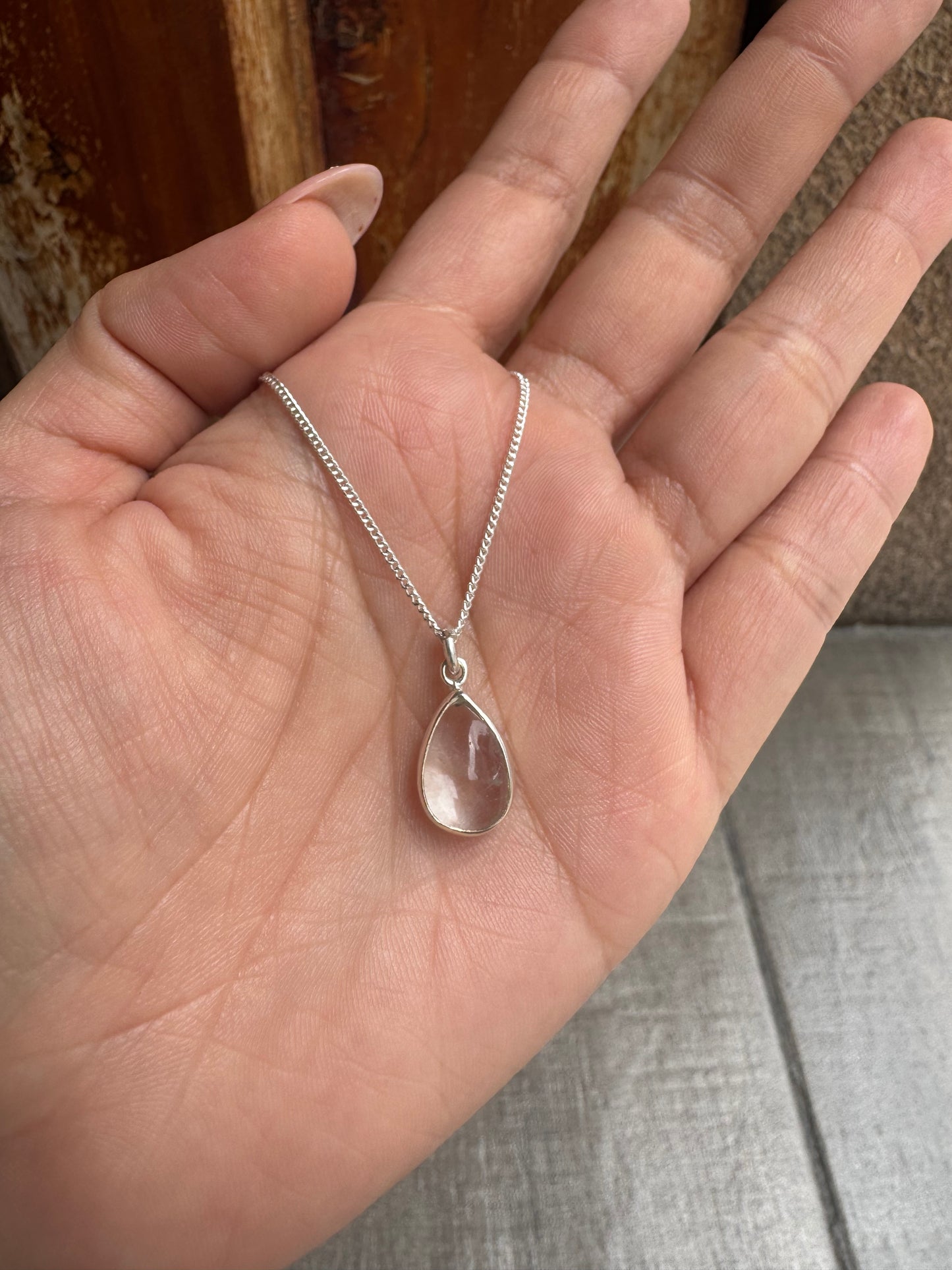 Collar Cuarzo Blanco Natural Gota | Plata .925