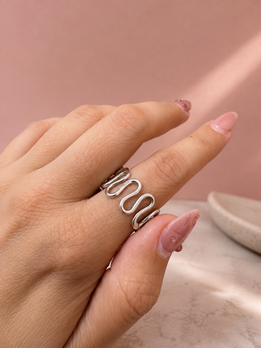 Anillo Chunky Ondas Resorte | Plata .925