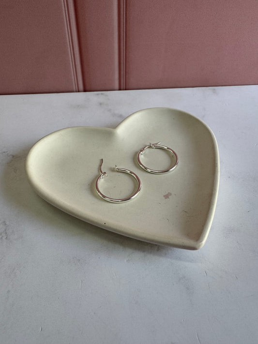 Aretes Aros Lisos 2.5x2.8 Plata .925 - 2.8cm Diámetro