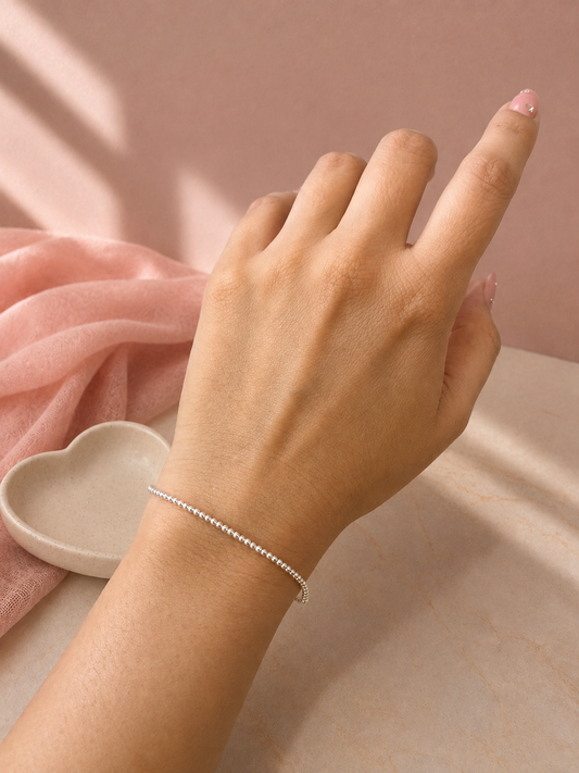 Pulsera Elástica Bolita 2mm | Plata .925 – Romina Joyería