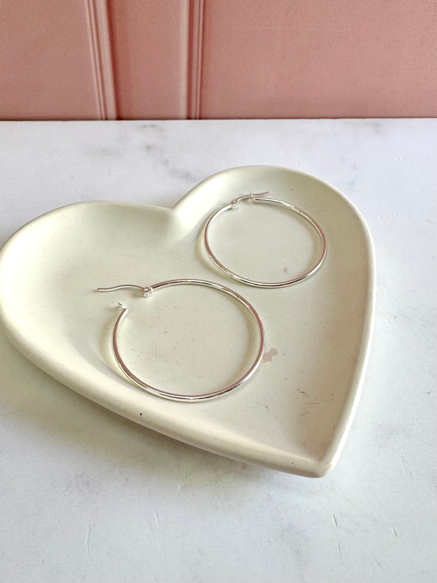 Aretes Aros Lisos 2x4 Plata .925 - 4cm Diámetro