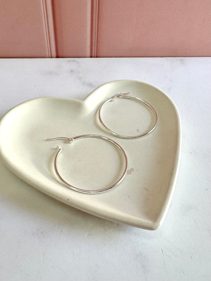 Aretes Aros Lisos 2x4 Plata .925 - 4cm Diámetro