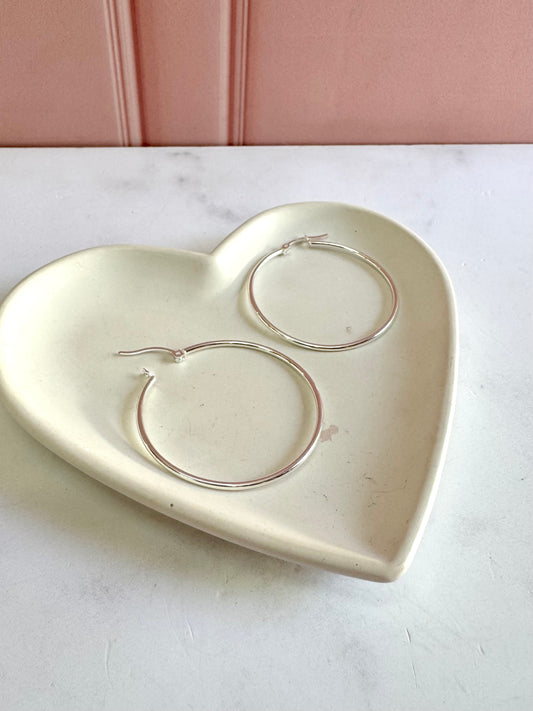 Aretes Aros Lisos 2x4 Plata .925 - 4cm Diámetro