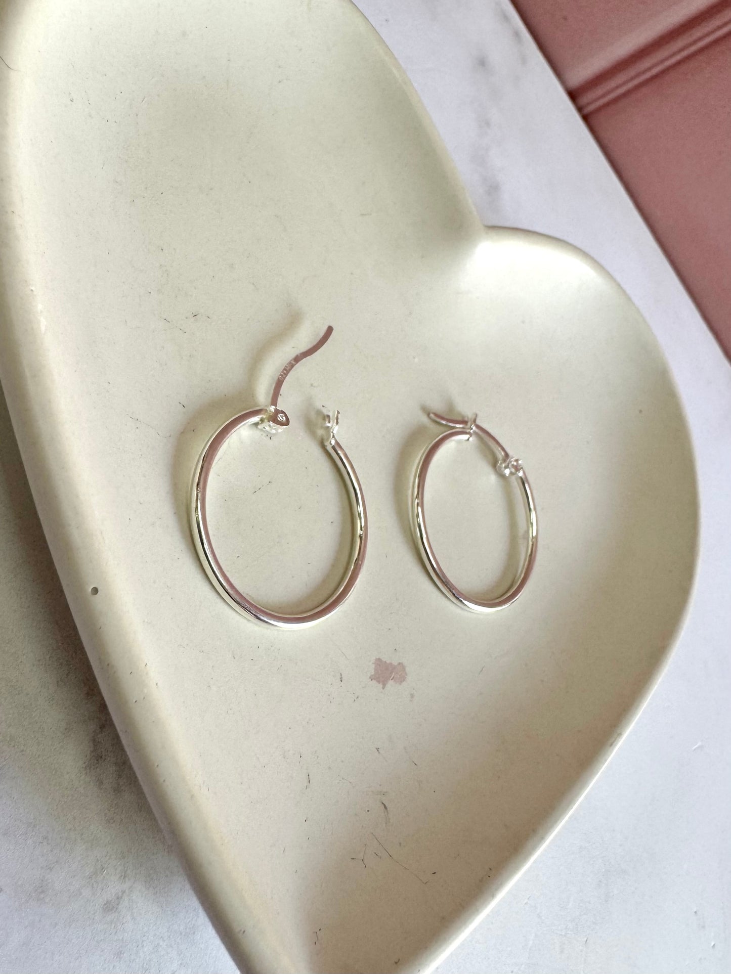 Aretes Aros Lisos 2x2.5 Plata .925 - 2.5cm Diámetro