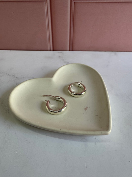 Arracadas Lisas de Plata 925 - 5mm x 2.5cm | Romina Joyería