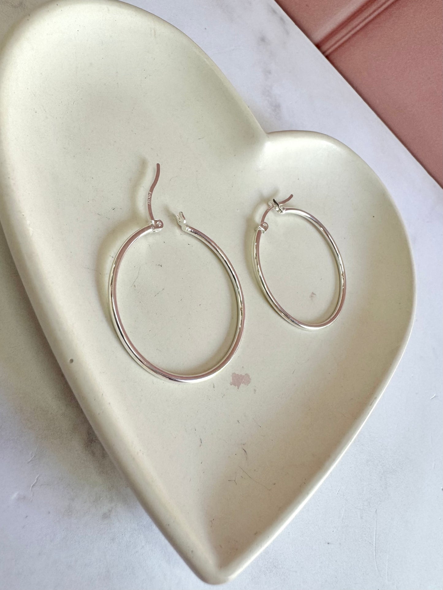 Aretes Aros Lisos 2x3 Plata .925 - 3cm Diámetro