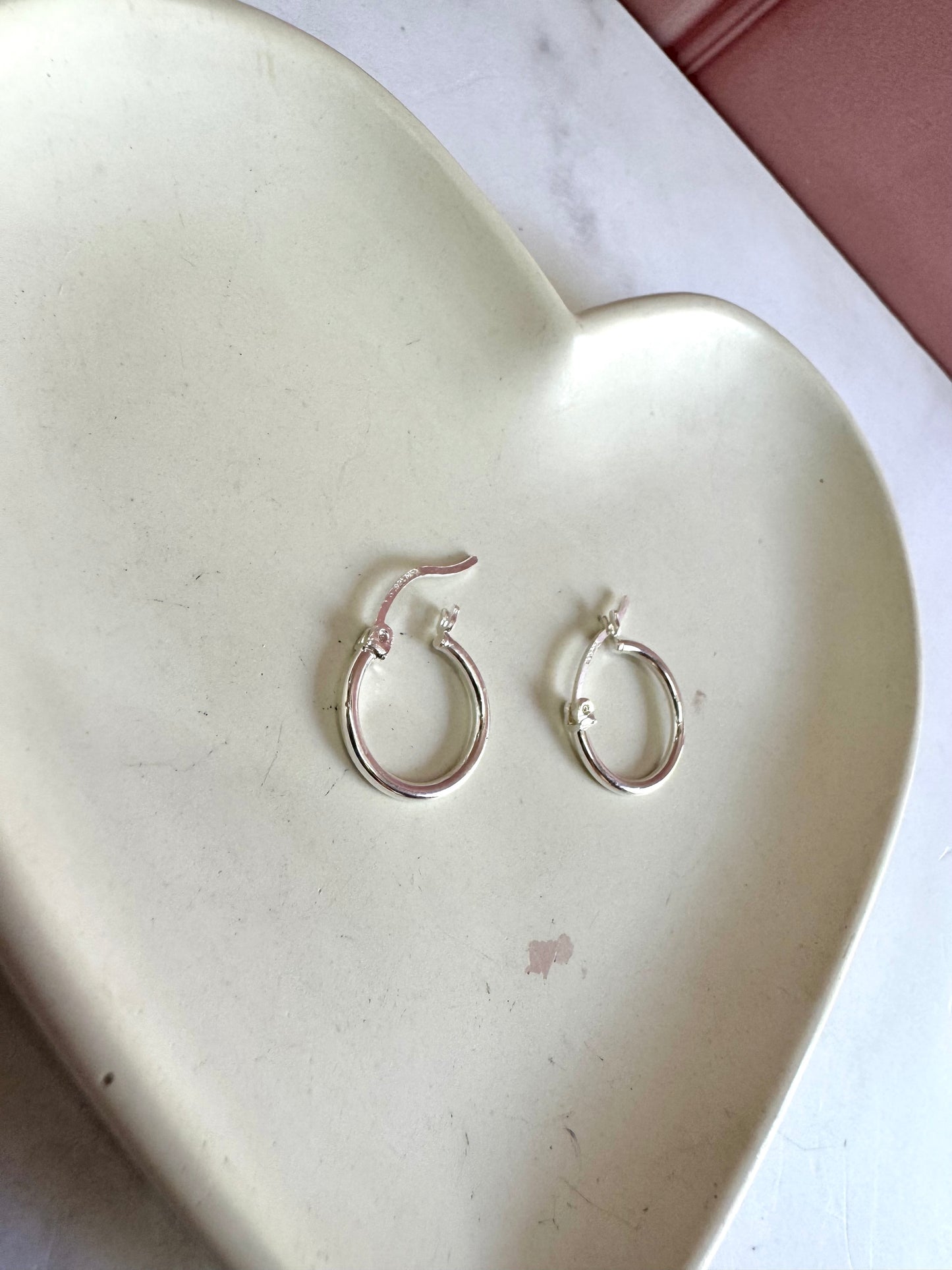 Aretes Aros Lisos 2x1.5 Plata .925 - 1.5cm Diámetro