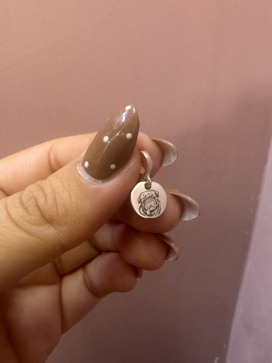 Dije Plaquita Personalizada Mascota 1cm Plata .925 con Foto Grabada