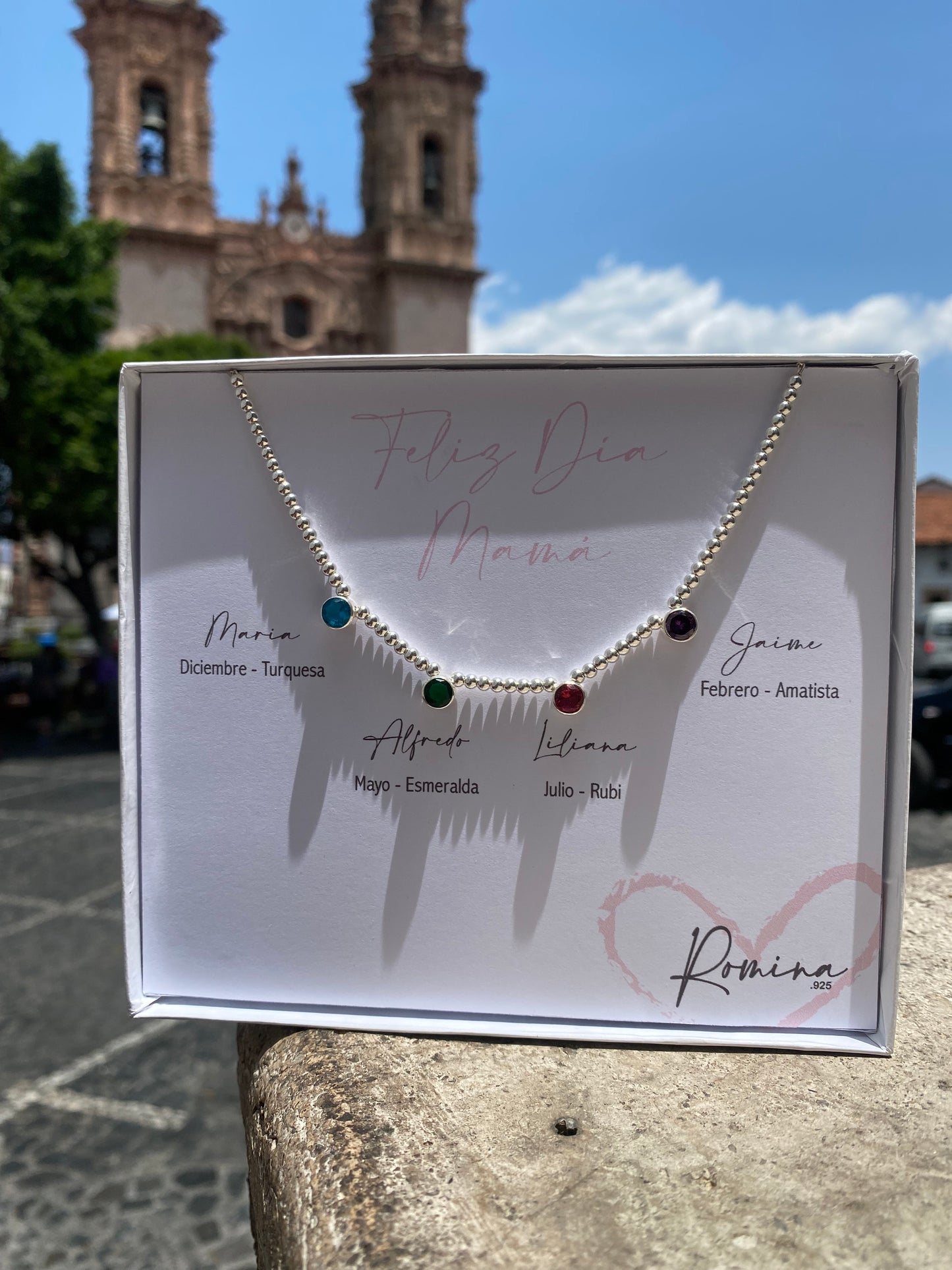 Collar Mamá Personalizado Plata .925 con Piedras de Nacimiento - Hasta 6 Hijos
