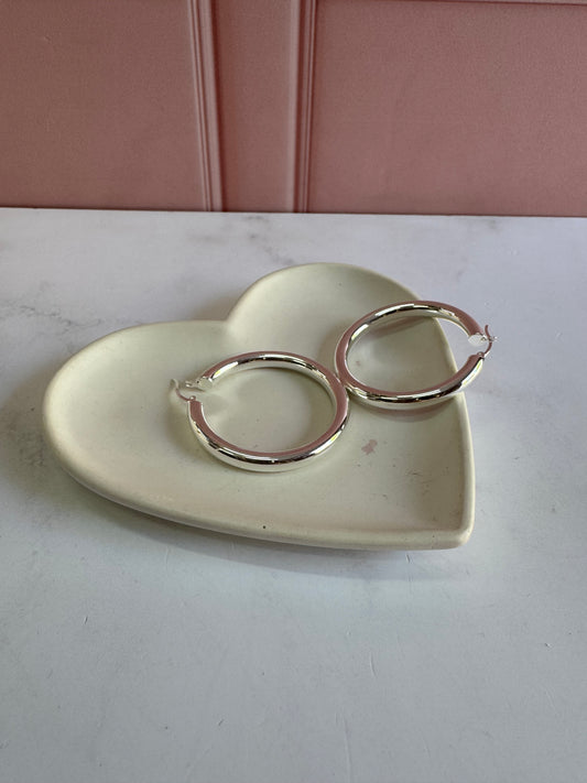 Arracadas Lisas de Plata 925 - 5mm x 5cm | Romina Joyería