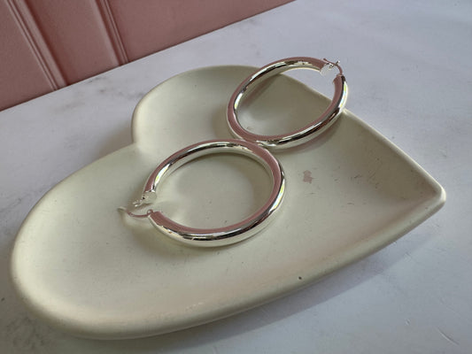 Arracadas Lisas de Plata 925 - 5mm x 5.5cm | Romina Joyería