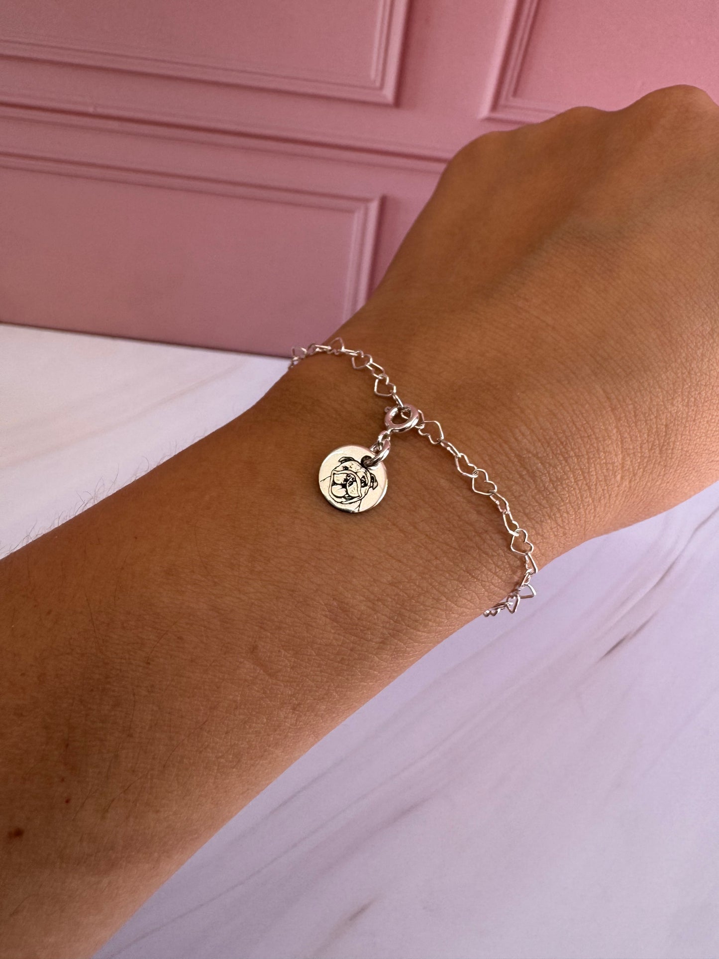 Pulsera Mascota Plata .925 Ajustable - Huellita Grabada para Amantes de Mascotas