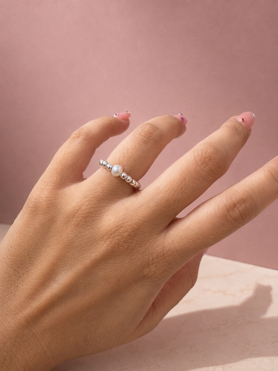 Anillo Elástico Bolitas con Perla Cultivada | Plata .925 – Romina Joyería