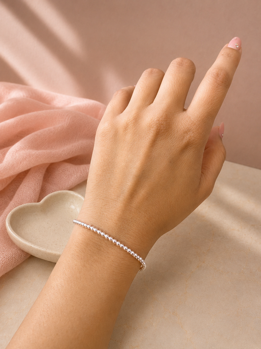 Pulsera Elástica Bolita 3mm | Plata .925 – Romina Joyería