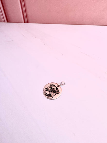 Plaquita Personalizada Mascota 2cm Plata .925 con Foto Grabada