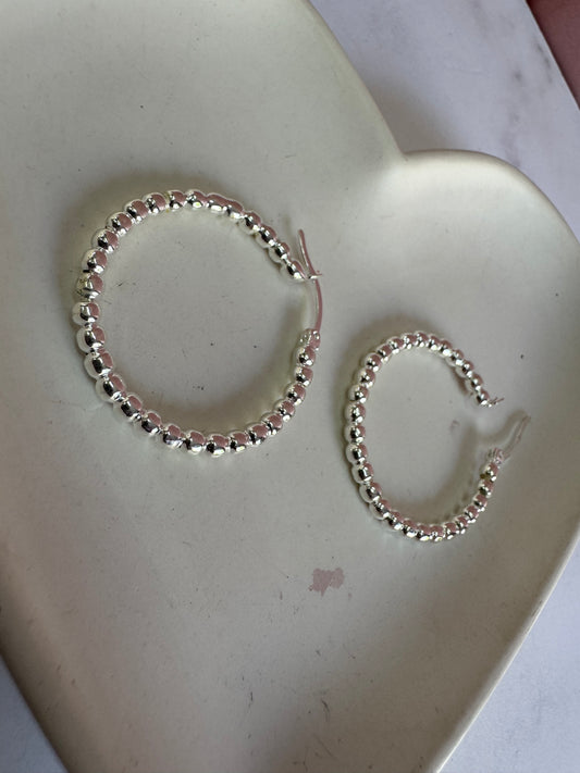 Arracadas Bolita de Plata 925 - 3mm x 3.5cm | Romina Joyería