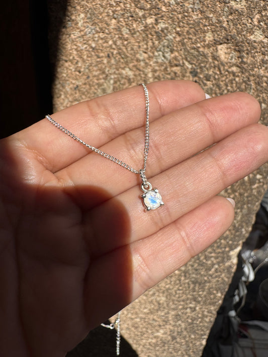 Collar Piedra Luna Facetada Natural | Plata .925