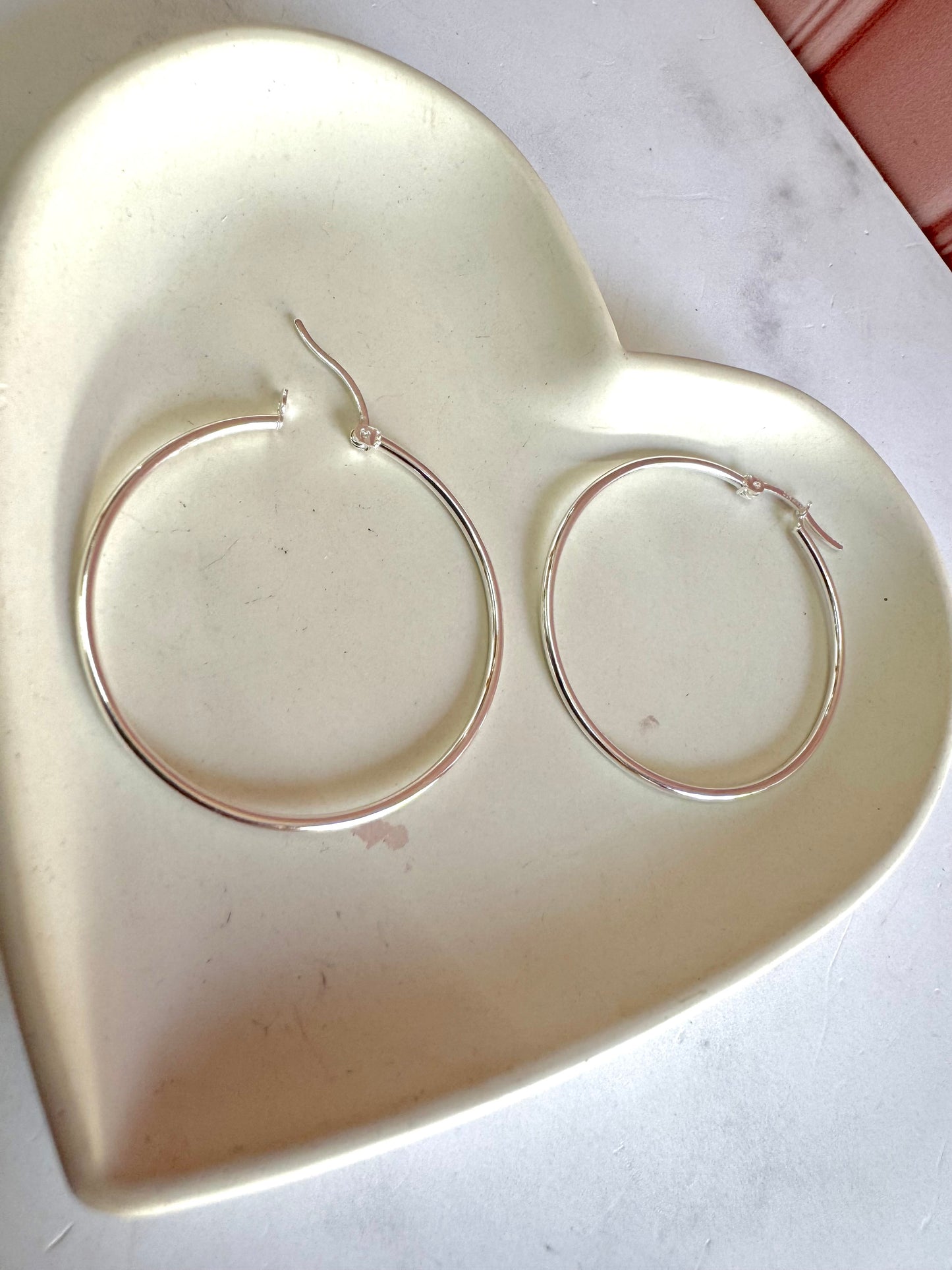 Aretes Aros Lisos 2x4 Plata .925 - 4cm Diámetro