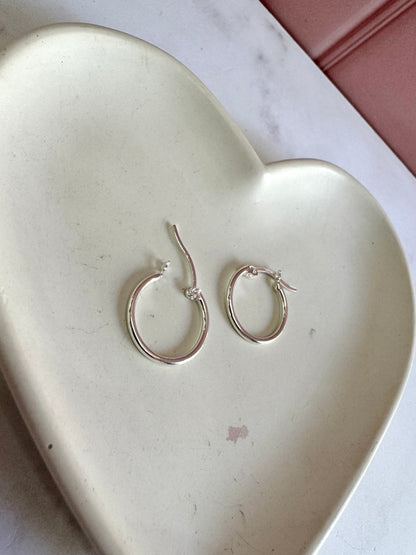 Aretes Aros Lisos 2x1.8 Plata .925 - 1.8cm Diámetro