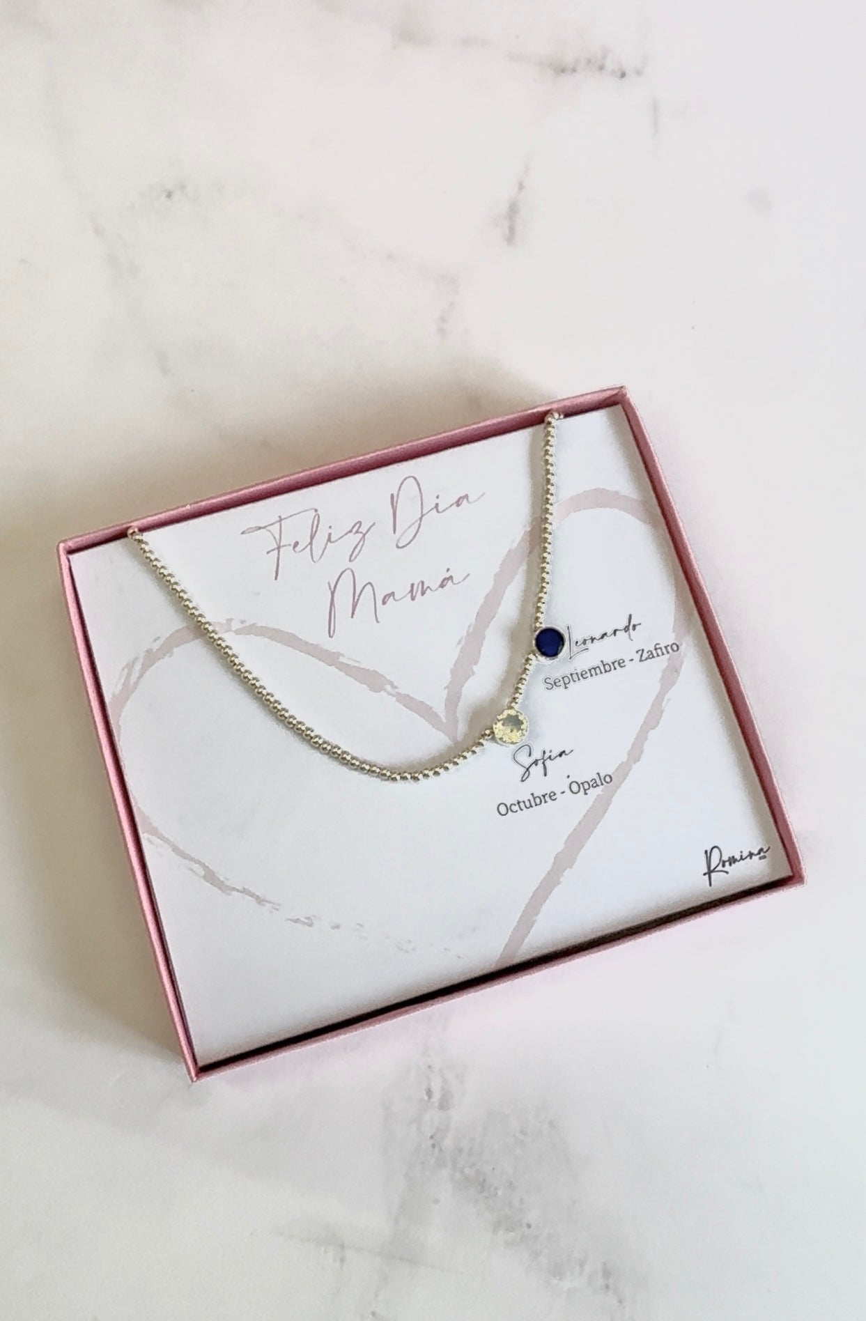 Collar Mamá Personalizado Plata .925 con Piedras de Nacimiento - Hasta 6 Hijos