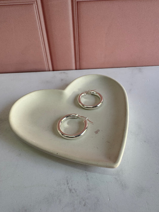 Arracadas Lisas de Plata 925 - 4mm x 2.5cm | Romina Joyería