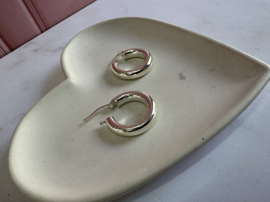 Arracadas Lisas de Plata 925 - 5mm x 3cm | Romina Joyería