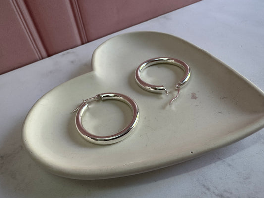 Arracadas Lisas de Plata 925 - 4mm x 3.5cm | Romina Joyería