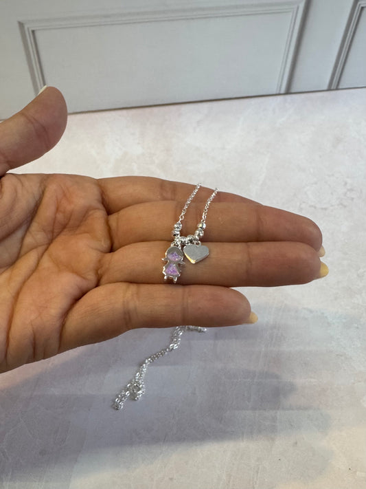 Collar Niña Ópalo Plata .925 Personalizado - Silueta con Corazón Grabado