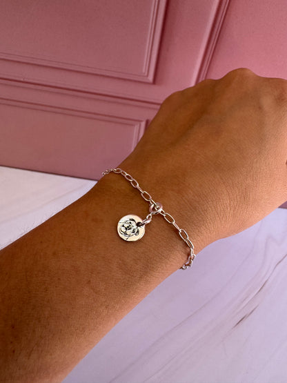 Pulsera Mascota Plata .925 Ajustable - Huellita Grabada para Amantes de Mascotas