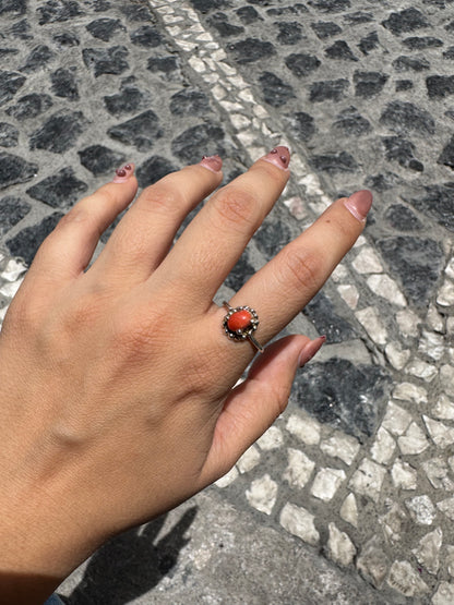 Anillo Coral Italiano Diseño Flor Bolitas | Plata .925 – Romina Joyería