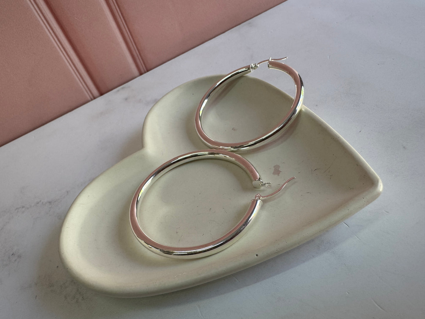 Arracadas Lisas de Plata 925 - 4mm x 5.2cm | Romina Joyería