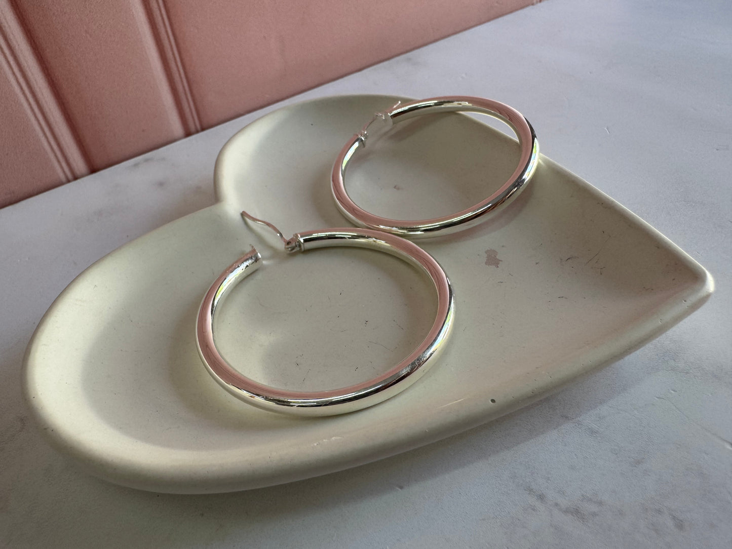 Arracadas Lisas de Plata 925 - 3mm x 5cm | Romina Joyería