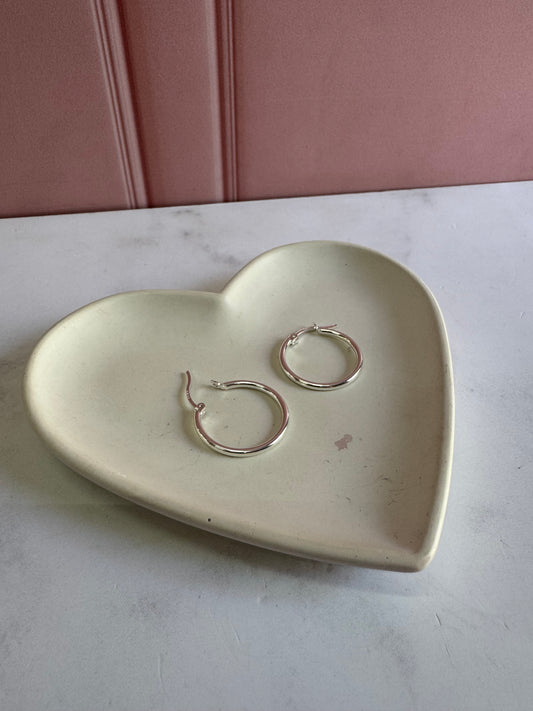 Aretes Aros Lisos 2.5x2.5 Plata .925 - 2.5cm Diámetro