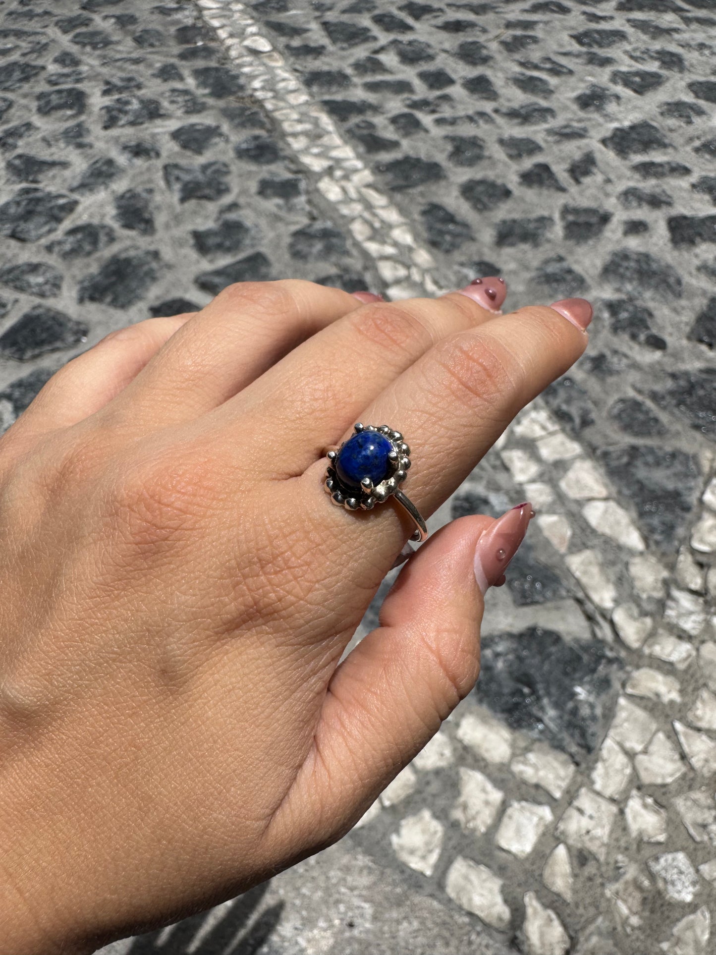 Anillo Lapislazuli Flor Bolitas | Myanmar · Plata .925 – Romina Joyería