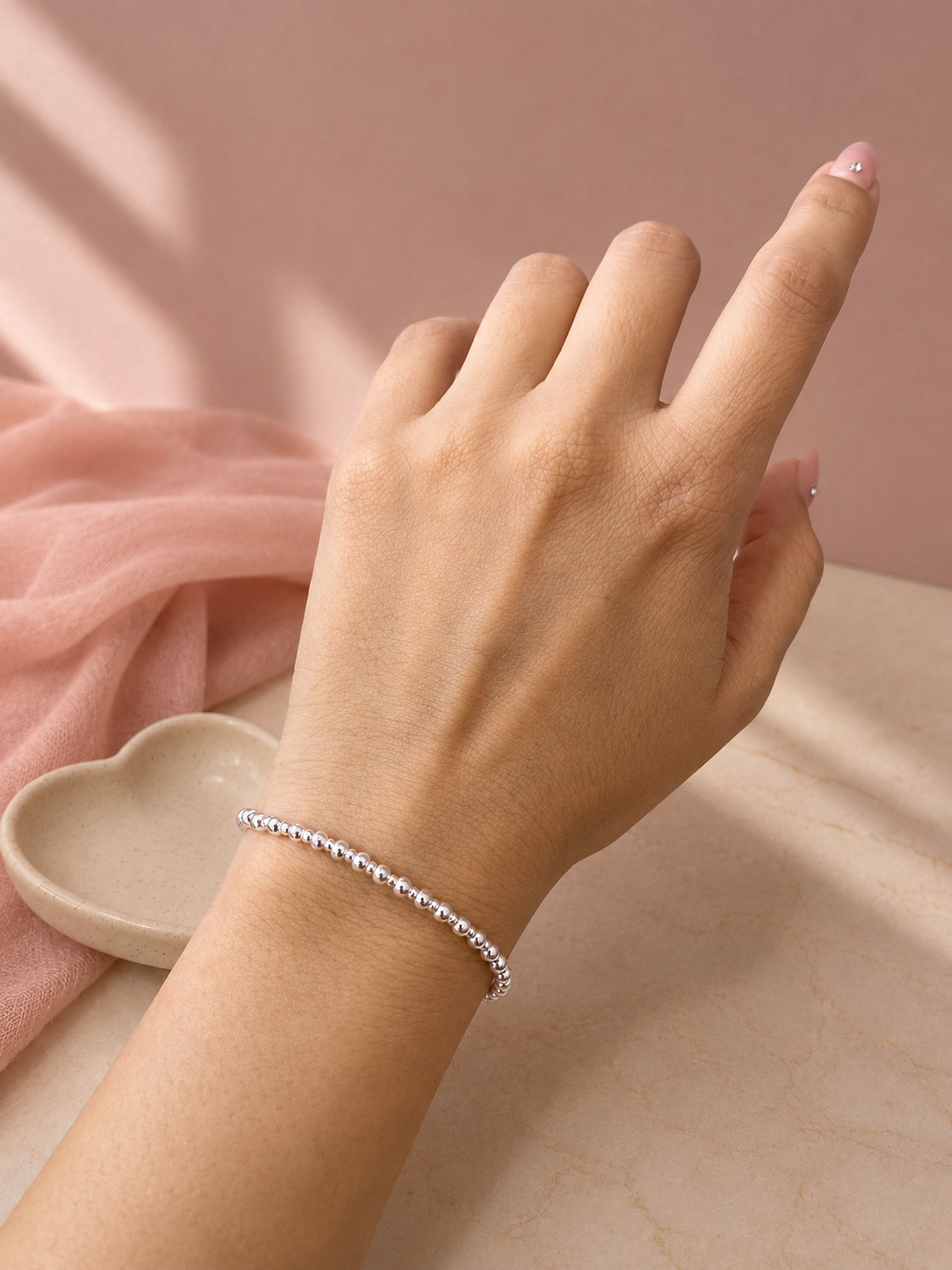 Pulsera Elástica Bolitas 1x1 | Plata .925 – Romina Joyería