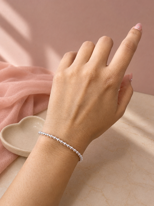 Pulsera Elástica Bolitas 1x1 | Plata .925 – Romina Joyería