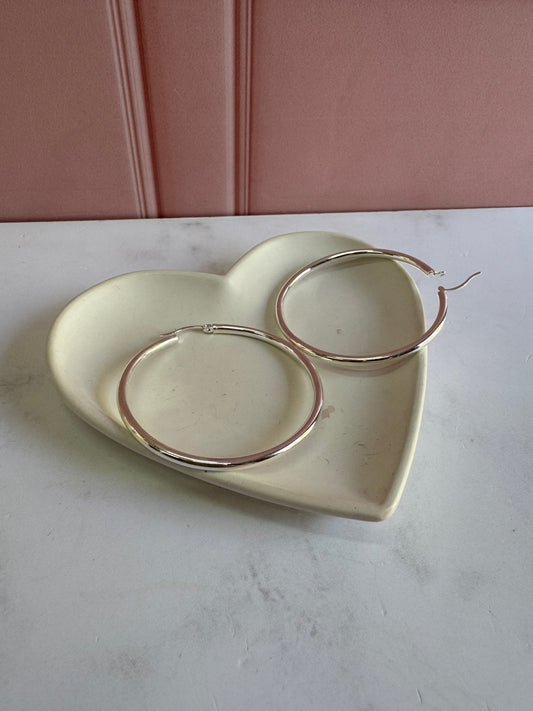 Arracada Lisa 3x5.5 en Plata 925 - Diseño Minimalista XL