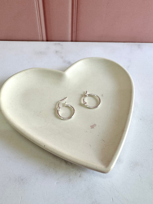 Aretes Aros Lisos 2x1.5 Plata .925 - 1.5cm Diámetro