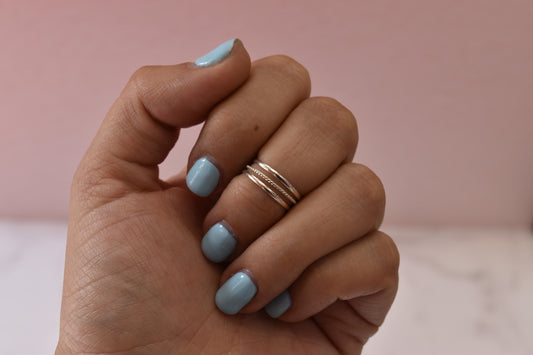 Anillo Midi Triple Liso Torzal Plata .925