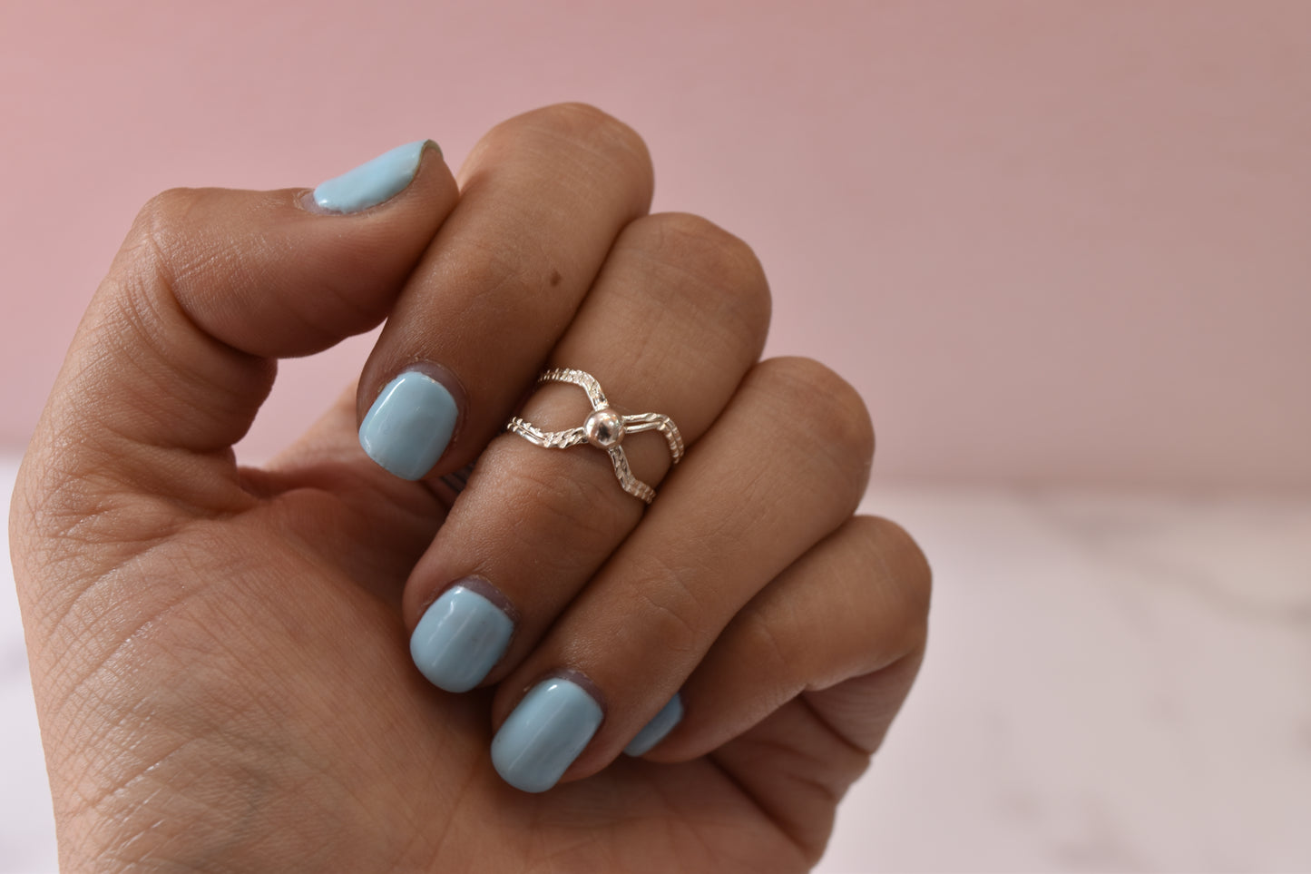 Anillo Midi Cruzado Bolita Plata .925