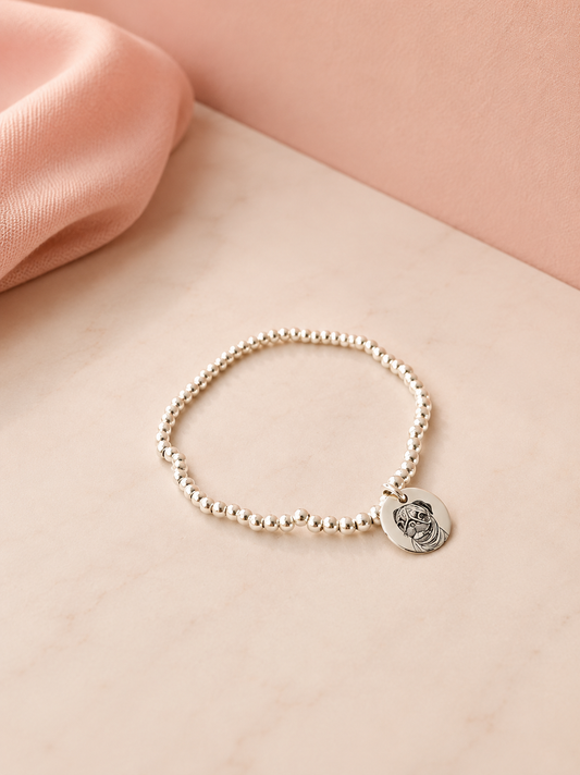 Pulsera Bolitas con Plaquita Personalizada Mascota | Plata .925 – Romina Joyería