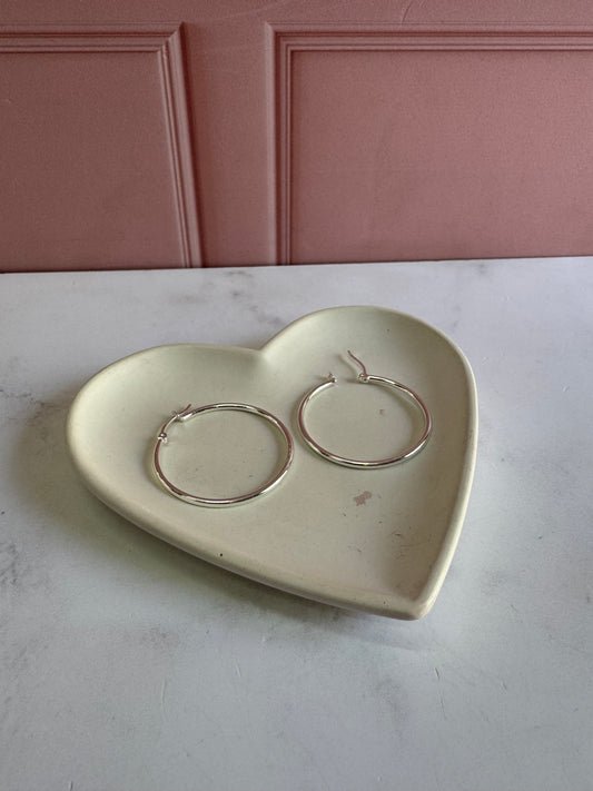 Aretes Aros Lisos 2.5x4 Plata .925 - 4cm Diámetro